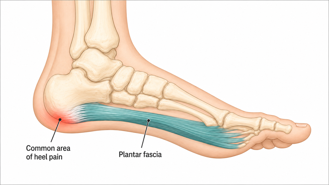 Infographic of the plantar fascia and heel