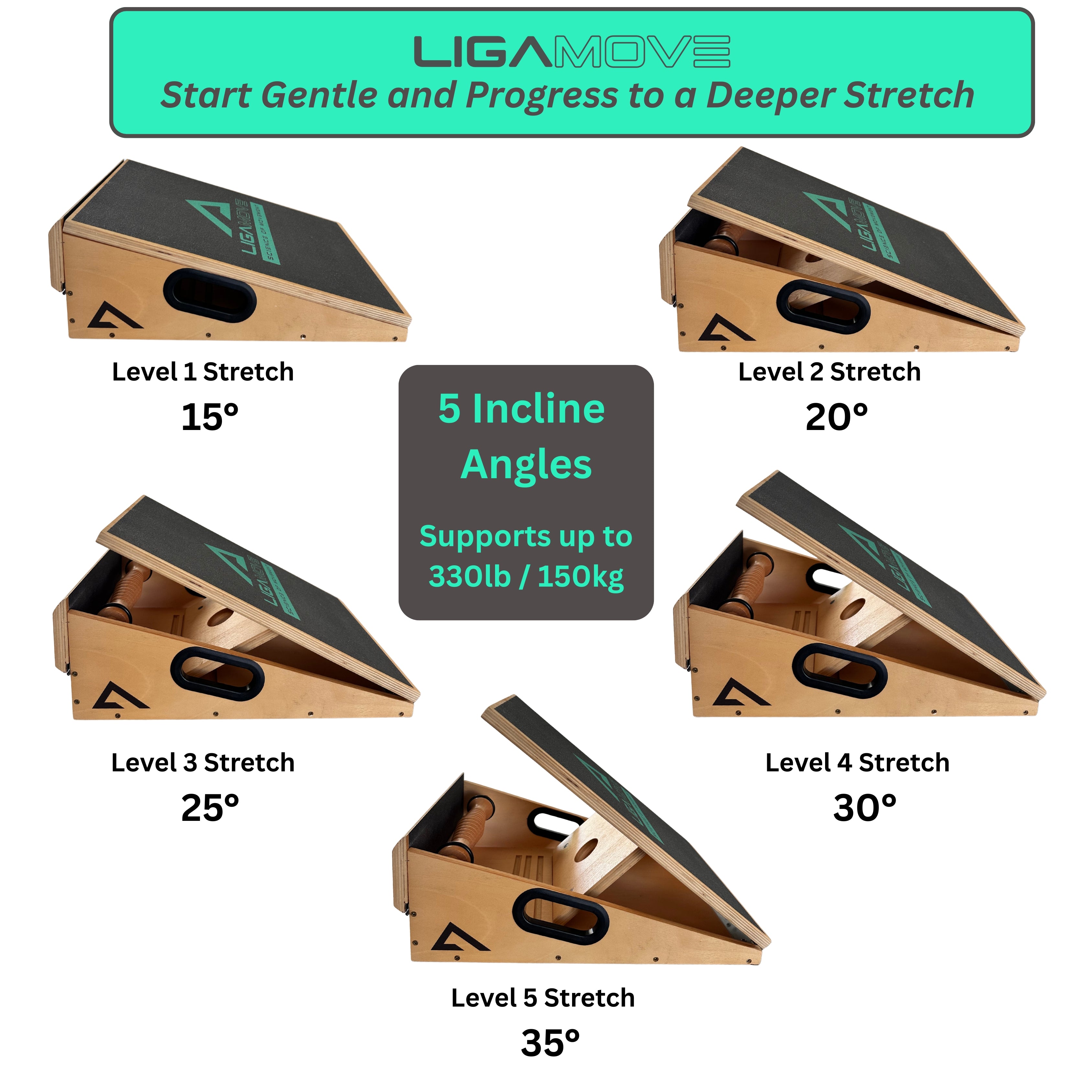 3-in-1 SLANT BOARD: Adjustable Calf Stretcher, Foldable Toe and Foot Stretcher and Foot Massage Roller