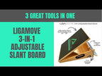 A video showing all the features of the Ligamove Slant Board such as the calf stretcher, the built-in foot massage roller and the fold out toe stretcher